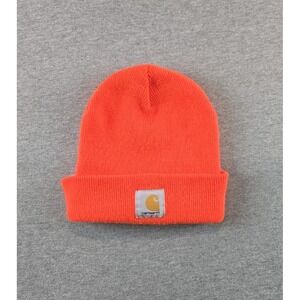 Carhartt A18 Beanie Hat Cap Bright Orange Acrylic Knit Stocking Work Wear Warm‎